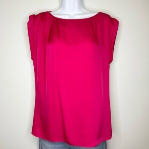 Alice + Olivia Bright Pink Rolled Sleeve Silk Blend Blouse Women’s Small